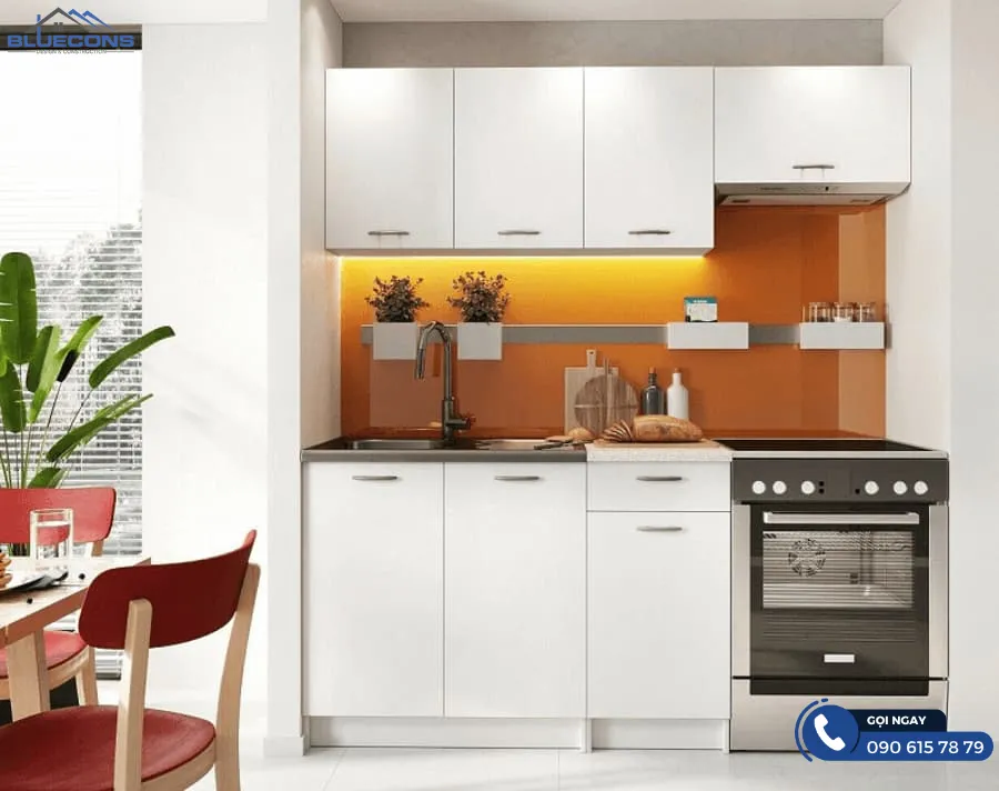 Tủ bếp MDF phủ acrylic 6 Thiết kế phòng chung cư đẹp