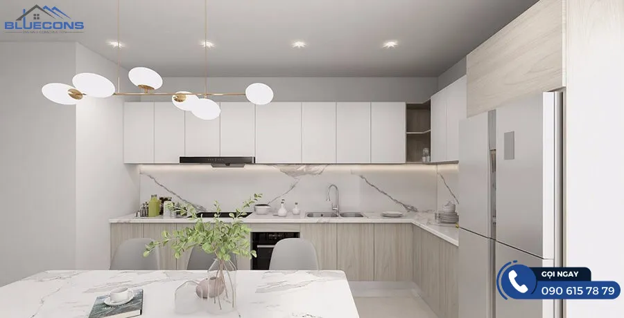 Tủ bếp chữ L hiện đại 9 Thiết kế phòng chung cư đẹp