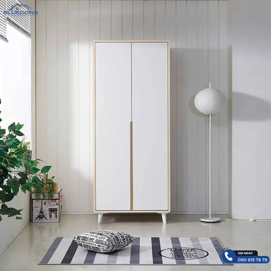 Mẫu tủ quần áo 2 cánh đẹp 8 Thiết kế phòng chung cư đẹp