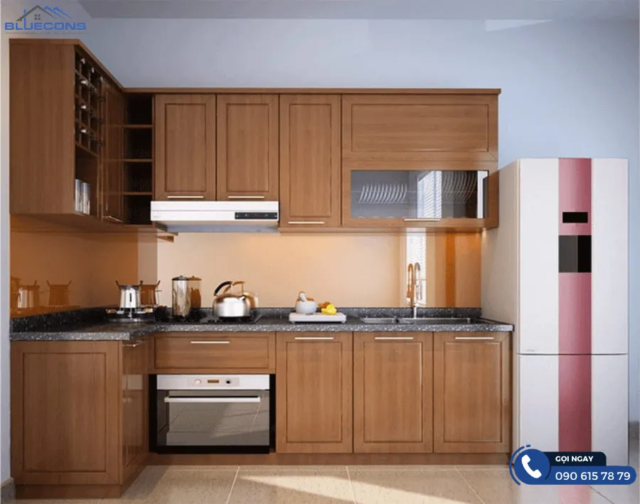 Tủ bếp mdf phủ melamine 3 Thiết kế phòng chung cư đẹp