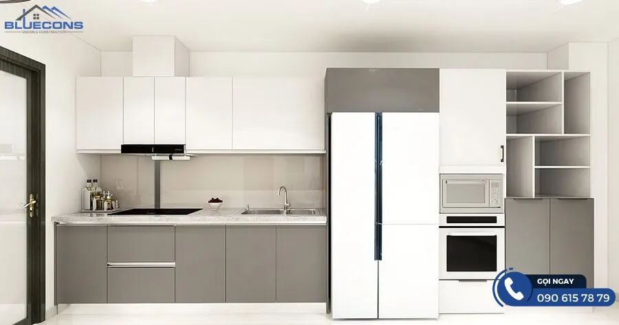 Tủ bếp mdf phủ melamine 6 Thiết kế phòng chung cư đẹp
