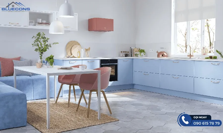 Tủ bếp MDF phủ acrylic 7 Thiết kế phòng chung cư đẹp