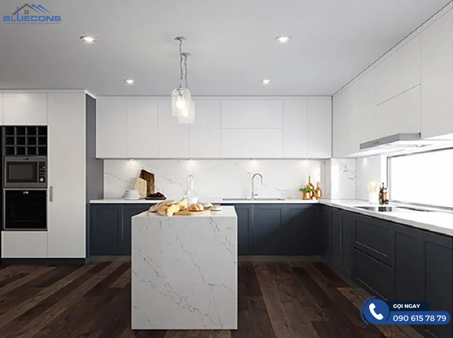 Tủ bếp chữ L hiện đại 11 Thiết kế phòng chung cư đẹp