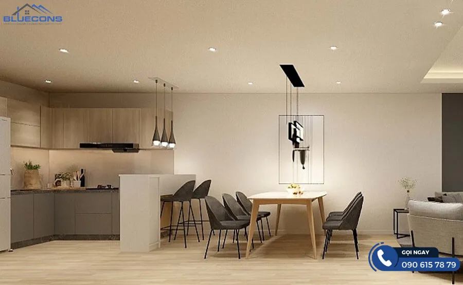 Tủ bếp chữ L hiện đại 5 Thiết kế phòng chung cư đẹp