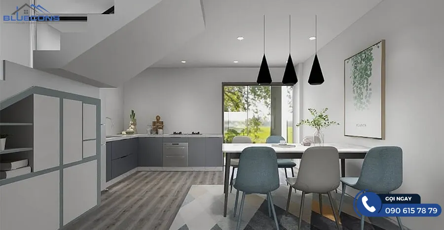 Tủ bếp chữ L hiện đại 8 Thiết kế phòng chung cư đẹp