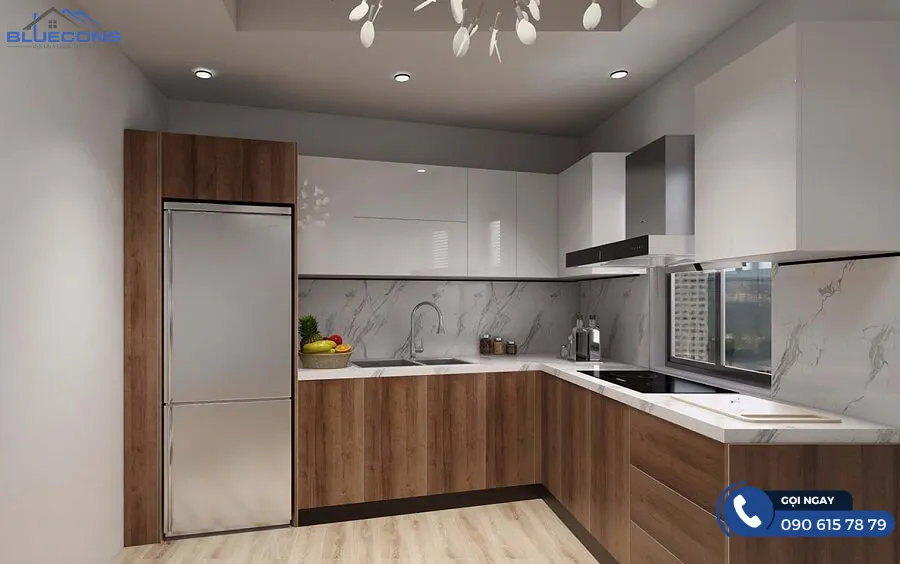Tủ bếp chữ L hiện đại 6 Thiết kế phòng chung cư đẹp