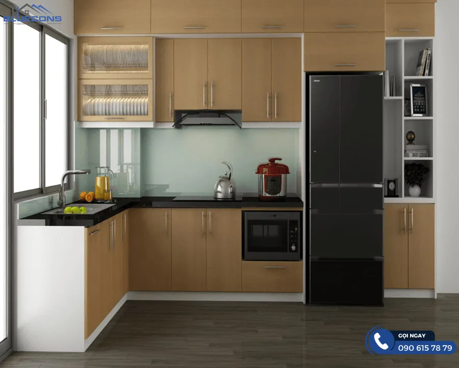 Tủ bếp chữ L hiện đại 2 Thiết kế phòng chung cư đẹp