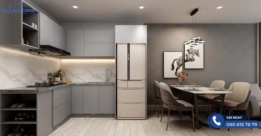 Tủ bếp chữ L hiện đại 4 Thiết kế phòng chung cư đẹp