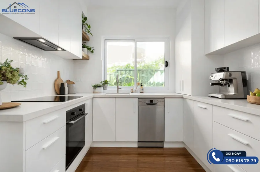 Tủ bếp MDF phủ acrylic 9 Thiết kế phòng chung cư đẹp