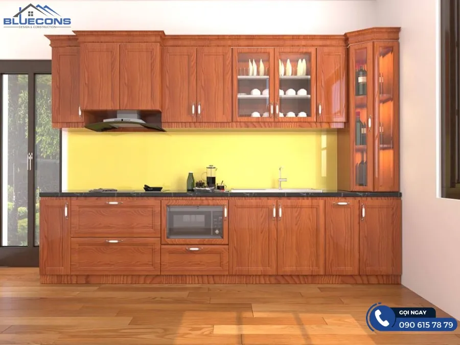 Tủ bếp gỗ đỏ 12 Thiết kế phòng chung cư đẹp