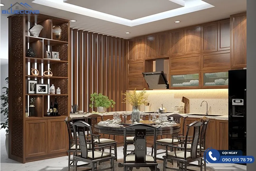 Tủ bếp kết hợp tủ rượu 6 Thiết kế phòng chung cư đẹp