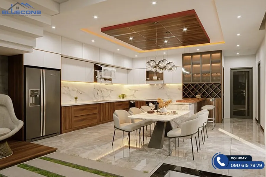 Tủ bếp kết hợp tủ rượu 16 Thiết kế phòng chung cư đẹp