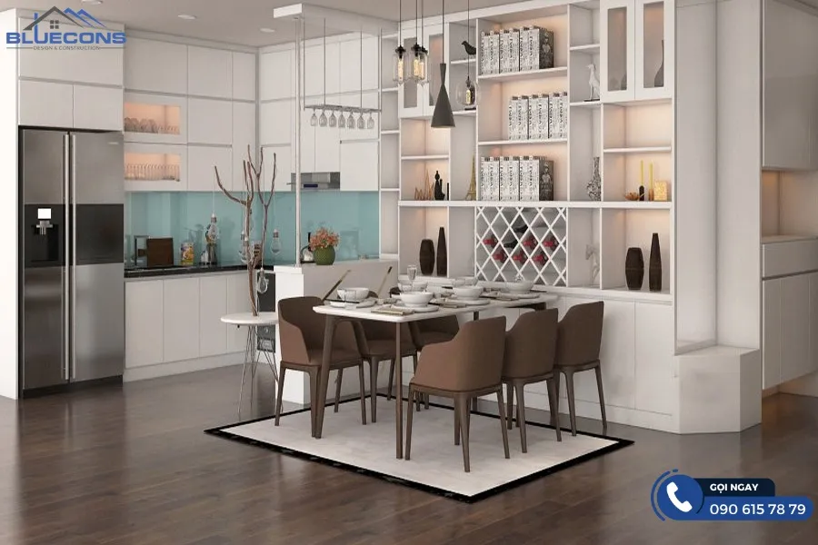 Tủ bếp kết hợp tủ rượu 7 Thiết kế phòng chung cư đẹp
