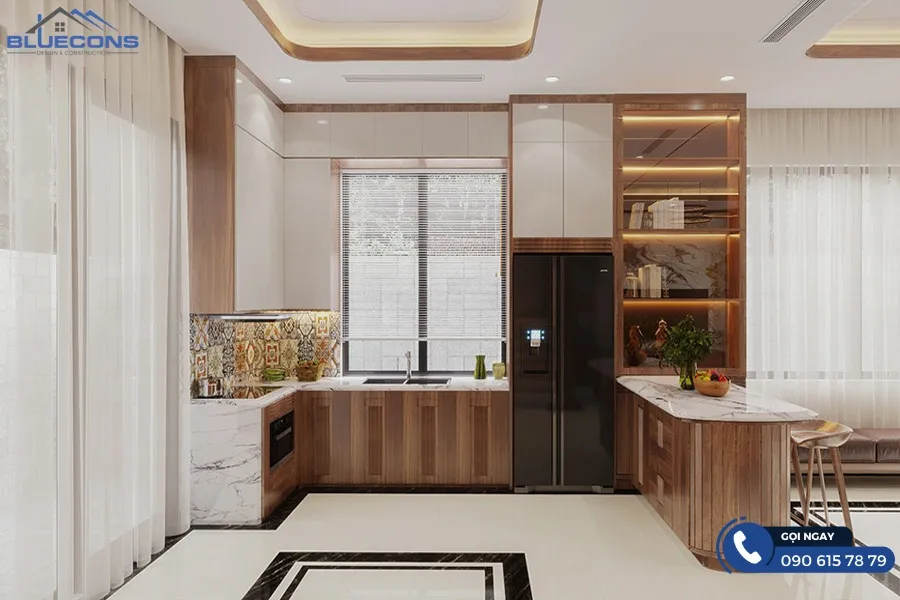 Tủ bếp kết hợp tủ rượu 8 Thiết kế phòng chung cư đẹp