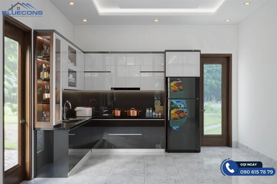 Tủ bếp kết hợp tủ rượu 10 Thiết kế phòng chung cư đẹp