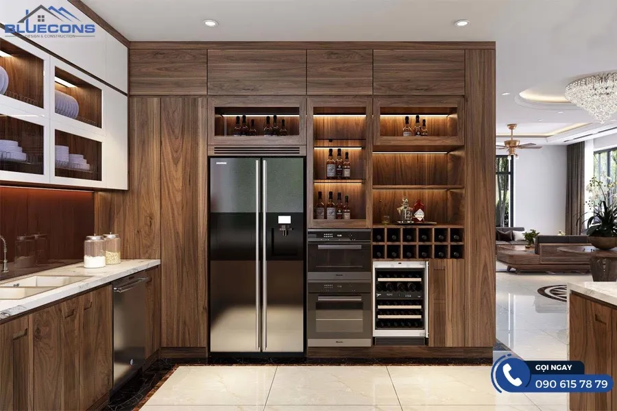 Tủ bếp kết hợp tủ rượu 11 Thiết kế phòng chung cư đẹp