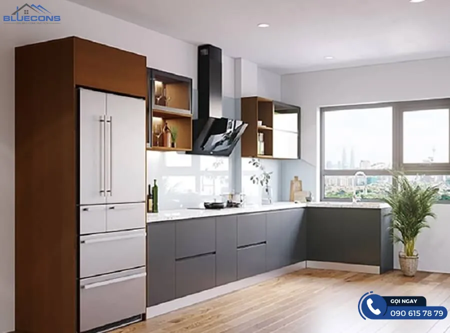 Tủ bếp mdf phủ melamine 10 Thiết kế phòng chung cư đẹp