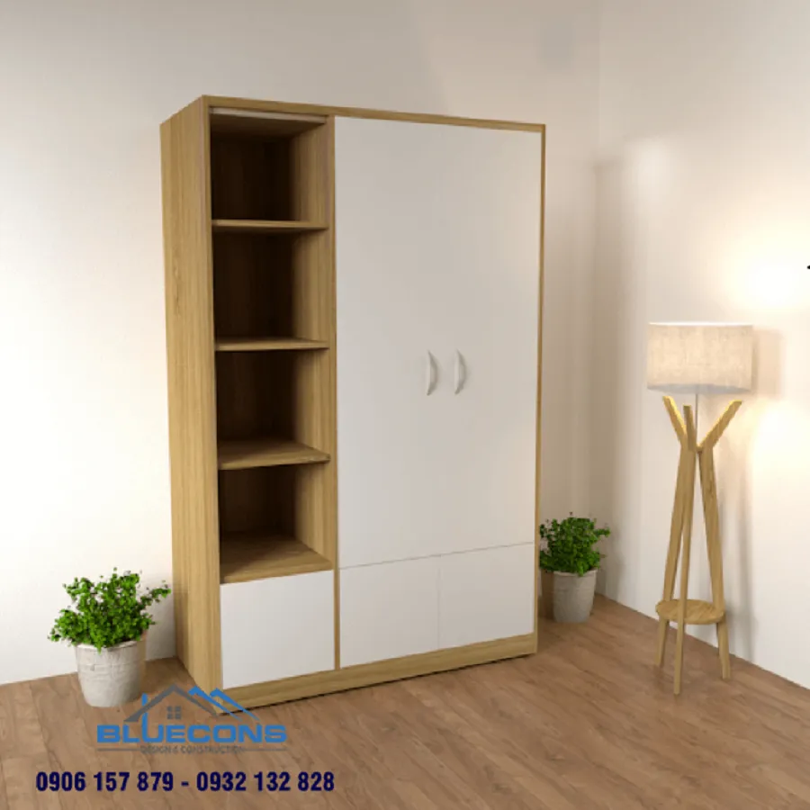 Mẫu tủ quần áo 2 cánh đẹp 2 Thiết kế phòng chung cư đẹp