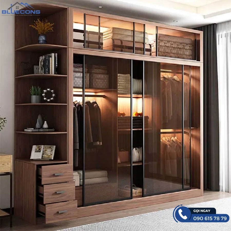 Tủ quần áo kính lùa 8 Thiết kế phòng chung cư đẹp