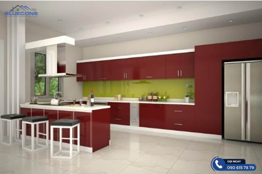 Quầy bar bếp chữ U 10 Kết hợp cùng với màu trắng tạo vẻ đẹp hài hòa cho căn bếp