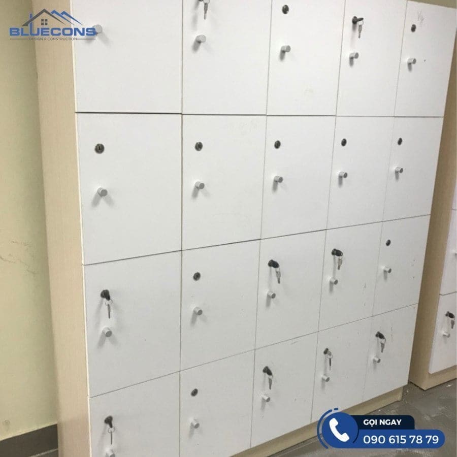 Tủ locker gỗ cho nhân viên bệnh viện 8 Tủ màu trắng tinh tế