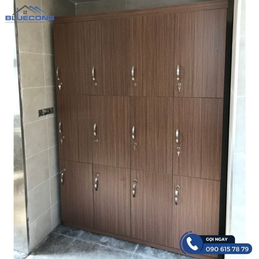 Tủ locker gỗ cho nhân viên bệnh viện 10 Vân gỗ sang trọng