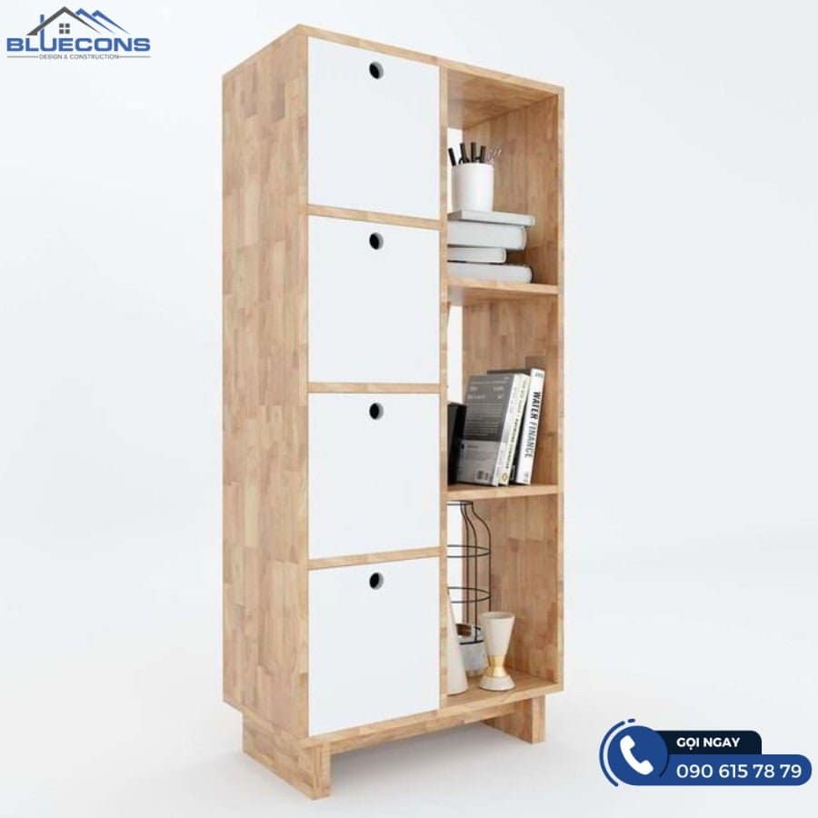 Có nên mua tủ locker gỗ Bluecons 8 Tủ locker gỗ công nghiệp 4 ngăn kết hợp kệ
