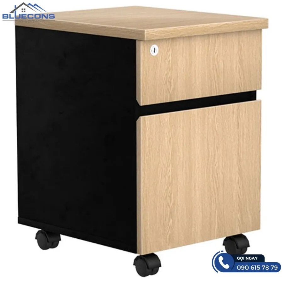 Tủ gỗ cá nhân văn phòng 2 ngăn đơn giản