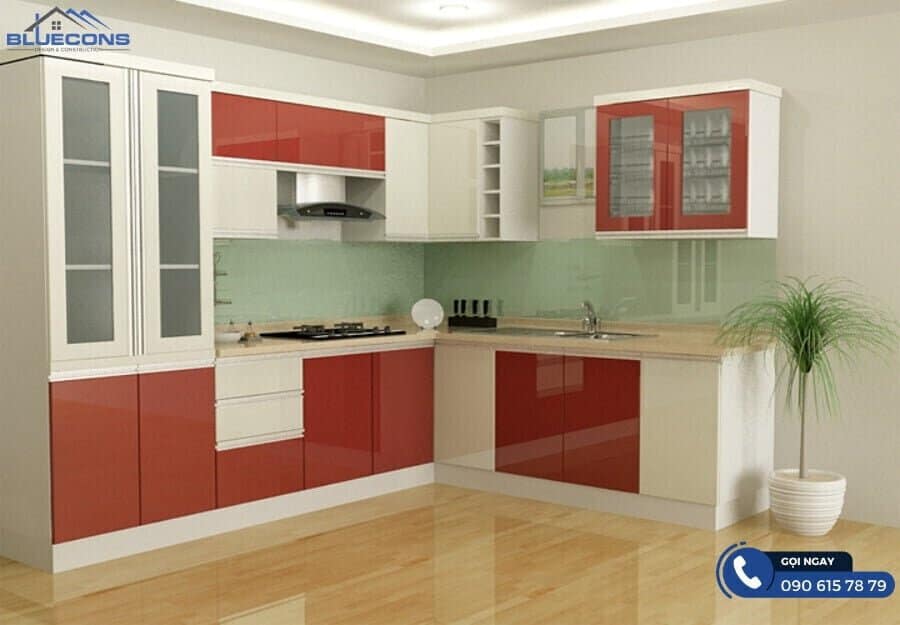 Tủ bếp chữ L cho nhà nhỏ 10 Kết hợp tủ đựng thông minh