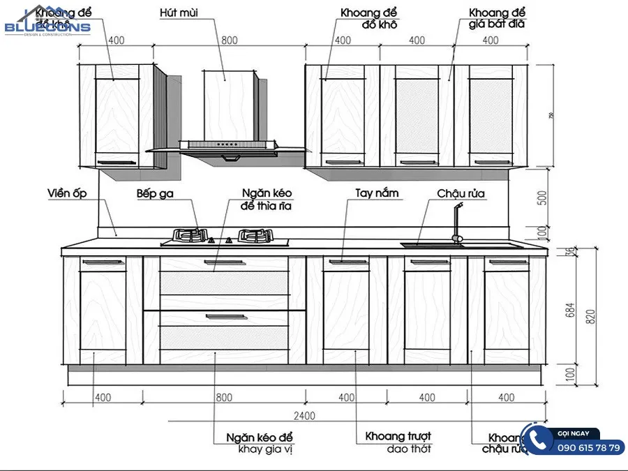Kích thước tủ bếp theo phong thủy 8 Thiết kế phòng chung cư đẹp