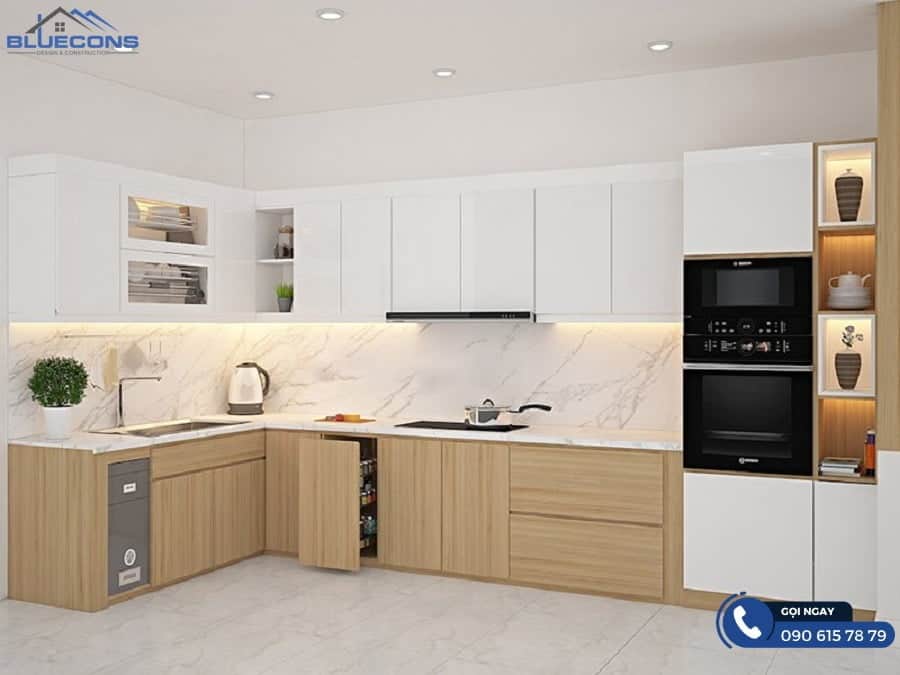 Tủ bếp gỗ công nghiệp Bluecons đẹp