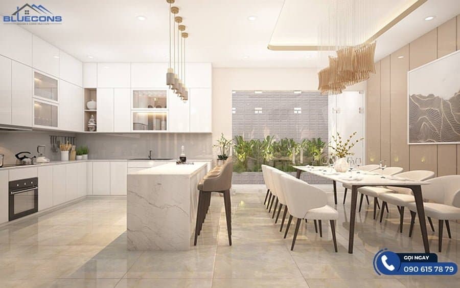 Tủ bếp gỗ đẹp hiện đại 8 Tủ bếp biệt thự đẳng cấp xa hoa