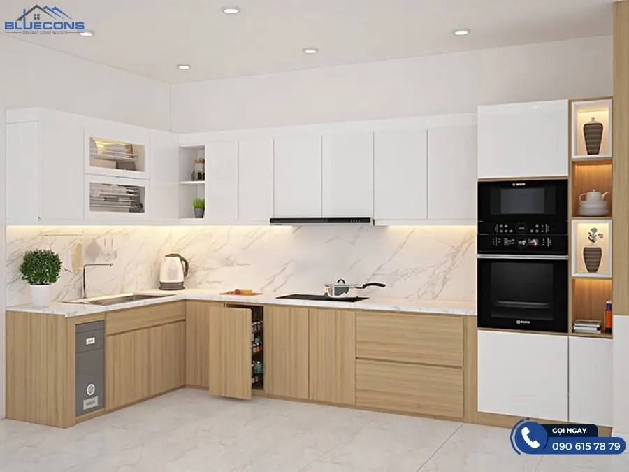 Tủ bếp gỗ đẹp hiện đại 15 Thiết kế phòng chung cư đẹp