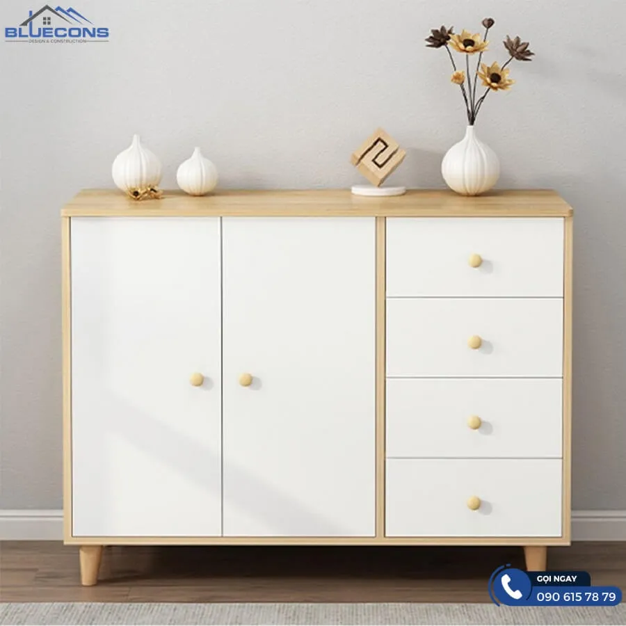 Tủ đựng đồ cá nhân kết hợp kệ trang trí đẹp mắt