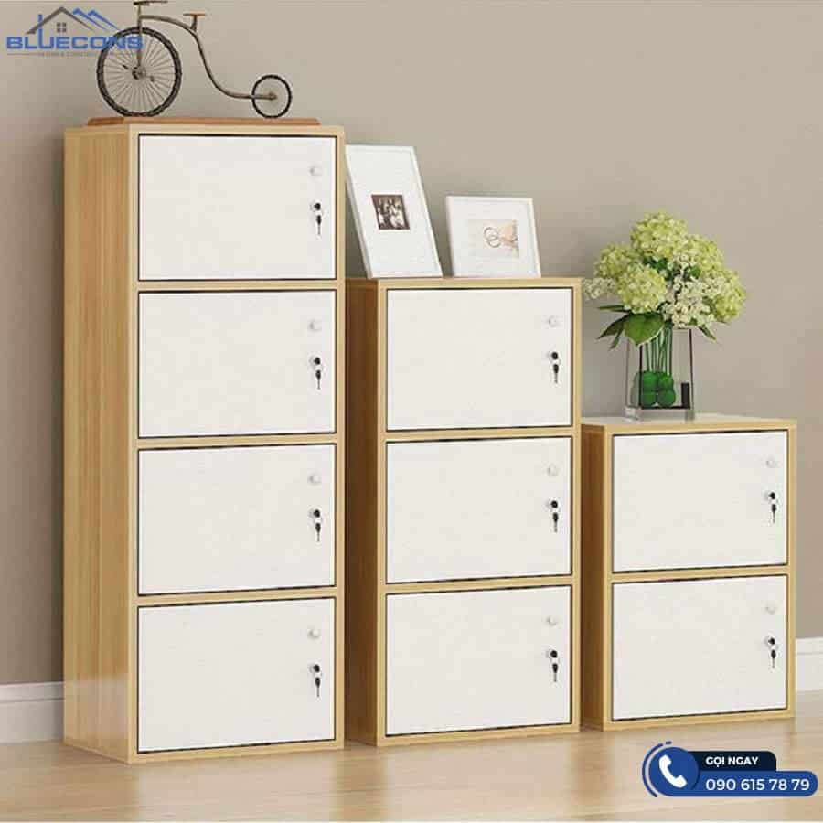Có nên mua tủ locker gỗ Bluecons 10 Tủ cá nhân thiết kế dáng đứng một cột