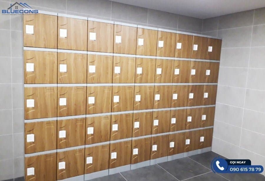 Tủ Locker gỗ cho khu công nghiệp 7 Tủ màu nâu sang trọng