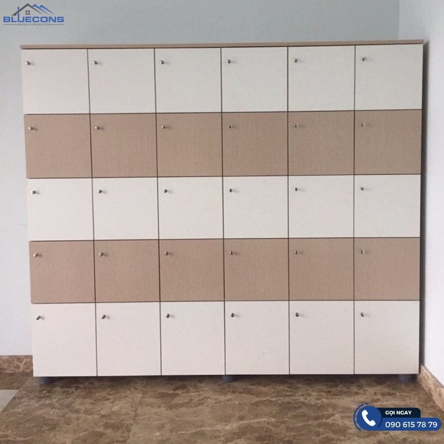 Tủ Locker gỗ cho khu công nghiệp 5 Tủ locker sơn màu xen kẽ đặc sắc