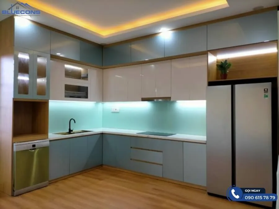 Tủ bếp kịch trần 2 Thiết kế phòng chung cư đẹp