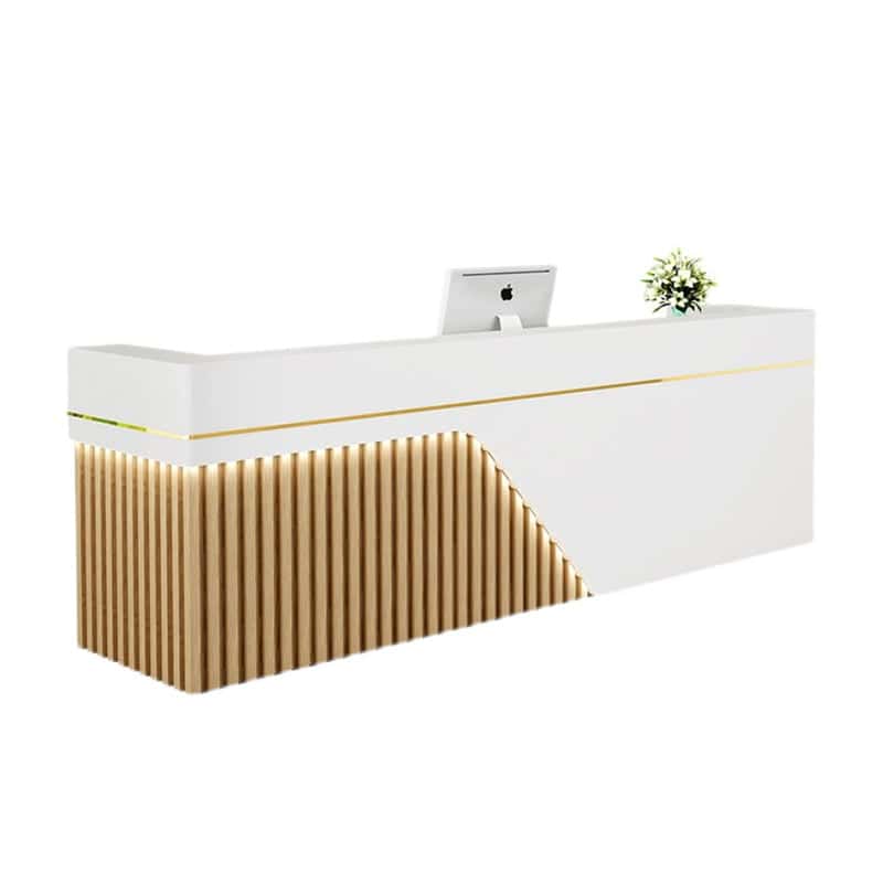 Quầy lễ tân nhỏ 50 quầy tiếp tân chữ I lam gỗ