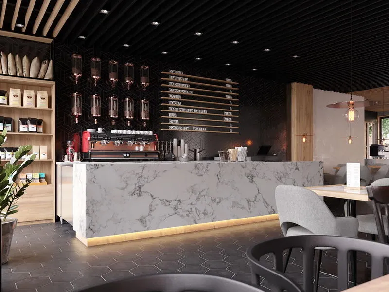 Cách bố trí quầy pha chế cafe và quầy bar 27 Tủ trưng bày đồ cổ cho phòng khách ấn tượng