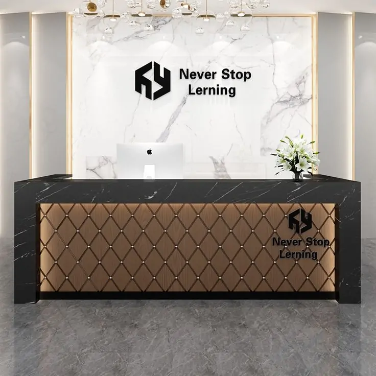Thiết kế quầy lễ tân chuyên nghiệp 2 Thi công nội thất chung cư gỗ công nghiệp