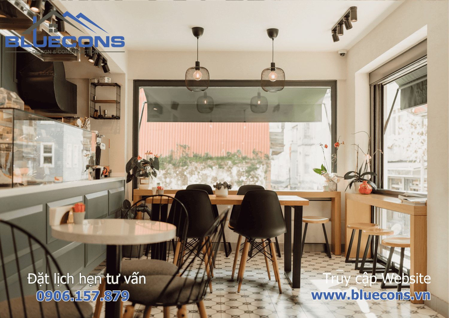 Quầy pha chế quán cà phê