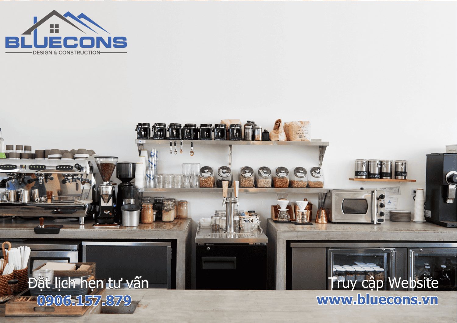 Mẫu quầy cafe đẹp dùng bán cà phê hoặc quán ăn có mặt đá 2024 5 Mẫu quầy cafe đẹp dùng bán cà phê hoặc quán ăn có mặt đá 2024