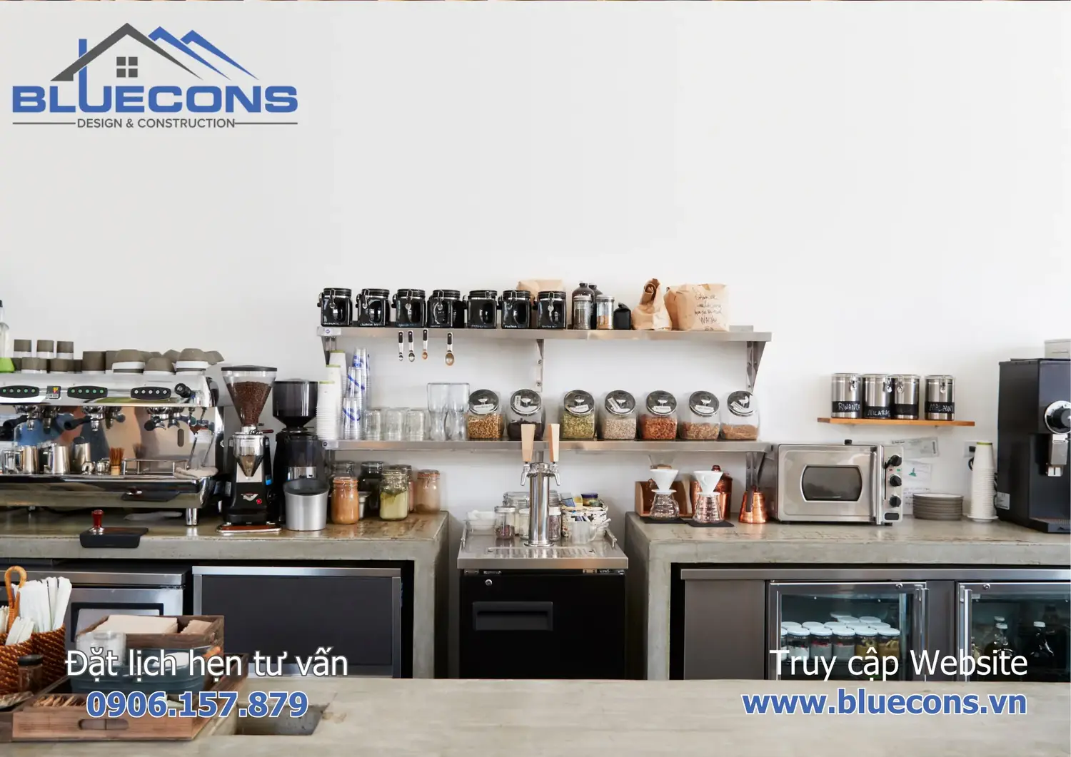 Mẫu quầy cafe đẹp dùng bán cà phê hoặc quán ăn có mặt đá 2024 4 Mẫu quầy cafe đẹp dùng bán cà phê hoặc quán ăn có mặt đá 2024