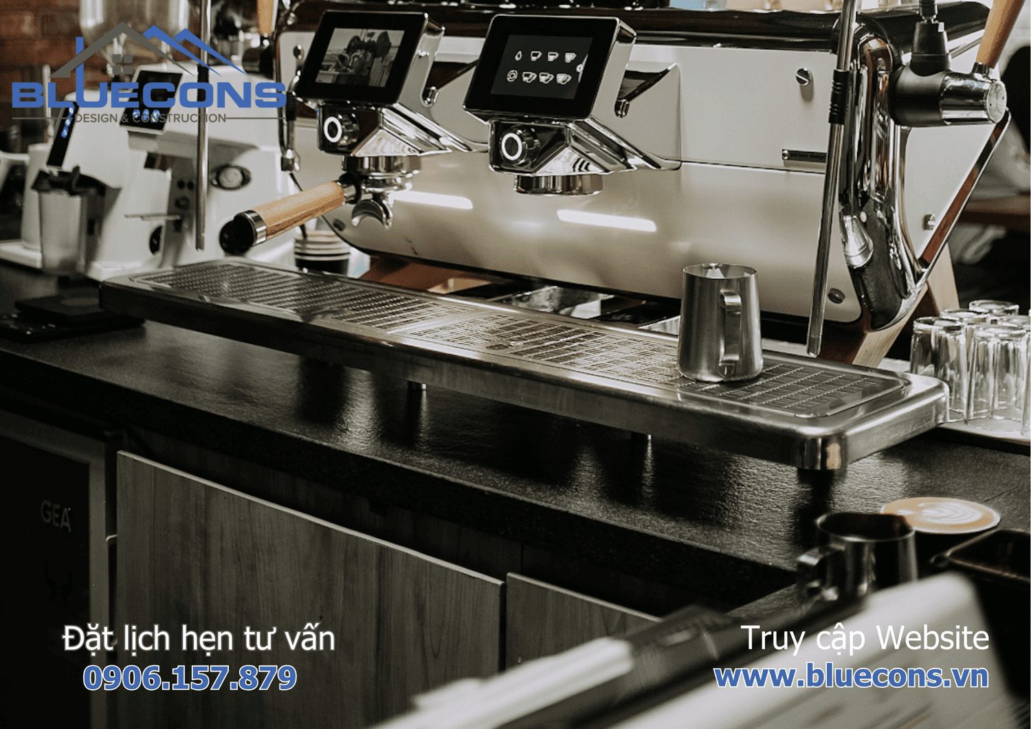 Mẫu quầy cafe đẹp dùng bán cà phê hoặc quán ăn có mặt đá 2024 7 Mẫu quầy cafe đẹp dùng bán cà phê hoặc quán ăn có mặt đá 2024