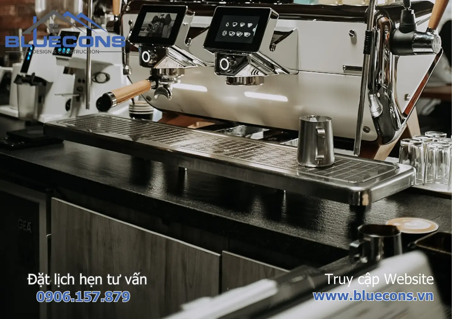 Mẫu quầy cafe đẹp dùng bán cà phê hoặc quán ăn có mặt đá 2024 6 Mẫu quầy cafe đẹp dùng bán cà phê hoặc quán ăn có mặt đá 2024