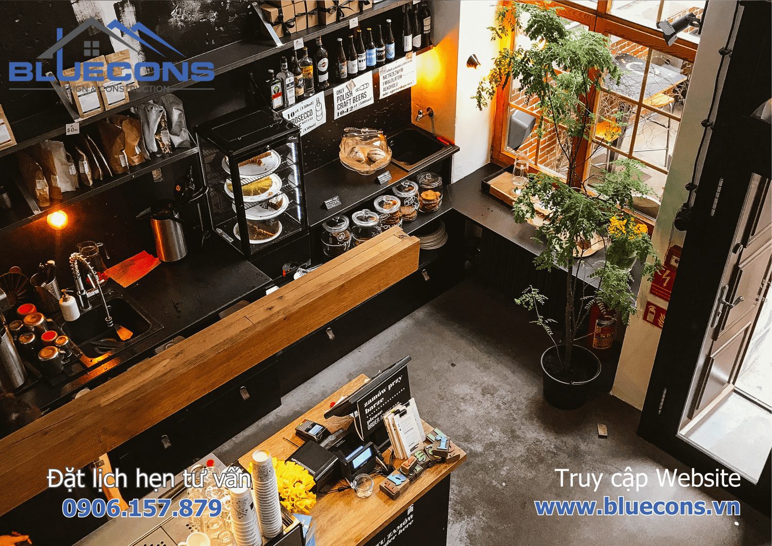 Mẫu quầy cafe đẹp dùng bán cà phê hoặc quán ăn có mặt đá 2024 4 Mẫu quầy cafe đẹp dùng bán cà phê hoặc quán ăn có mặt đá 2024