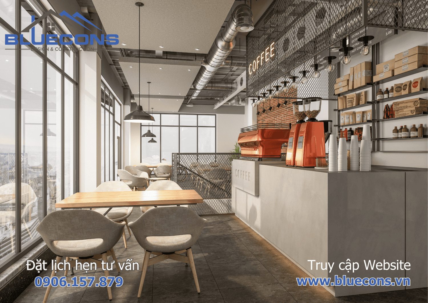 Mẫu quầy pha chế cafe