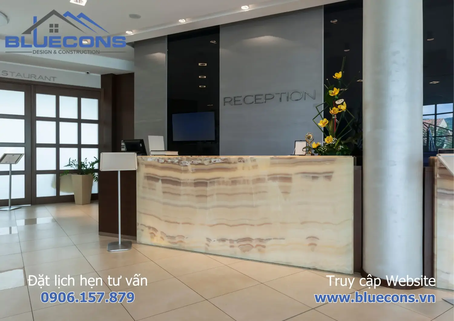 Quầy lễ tân đẹp hiện đại, Bàn quầy lễ tân được thiết kế độc đáo tại Bluecons 2024 4 Quầy lễ tân đẹp hiện đại, Bàn quầy lễ tân được thiết kế độc đáo tại Bluecons 2024