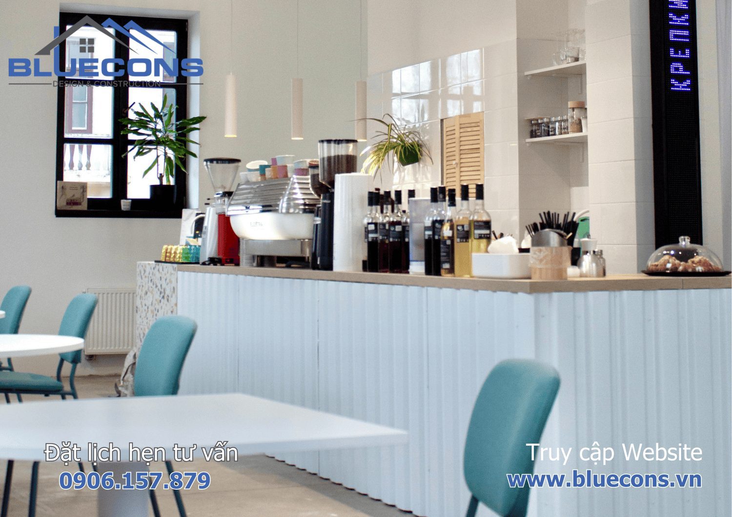 Quầy pha chế cafe đẹp